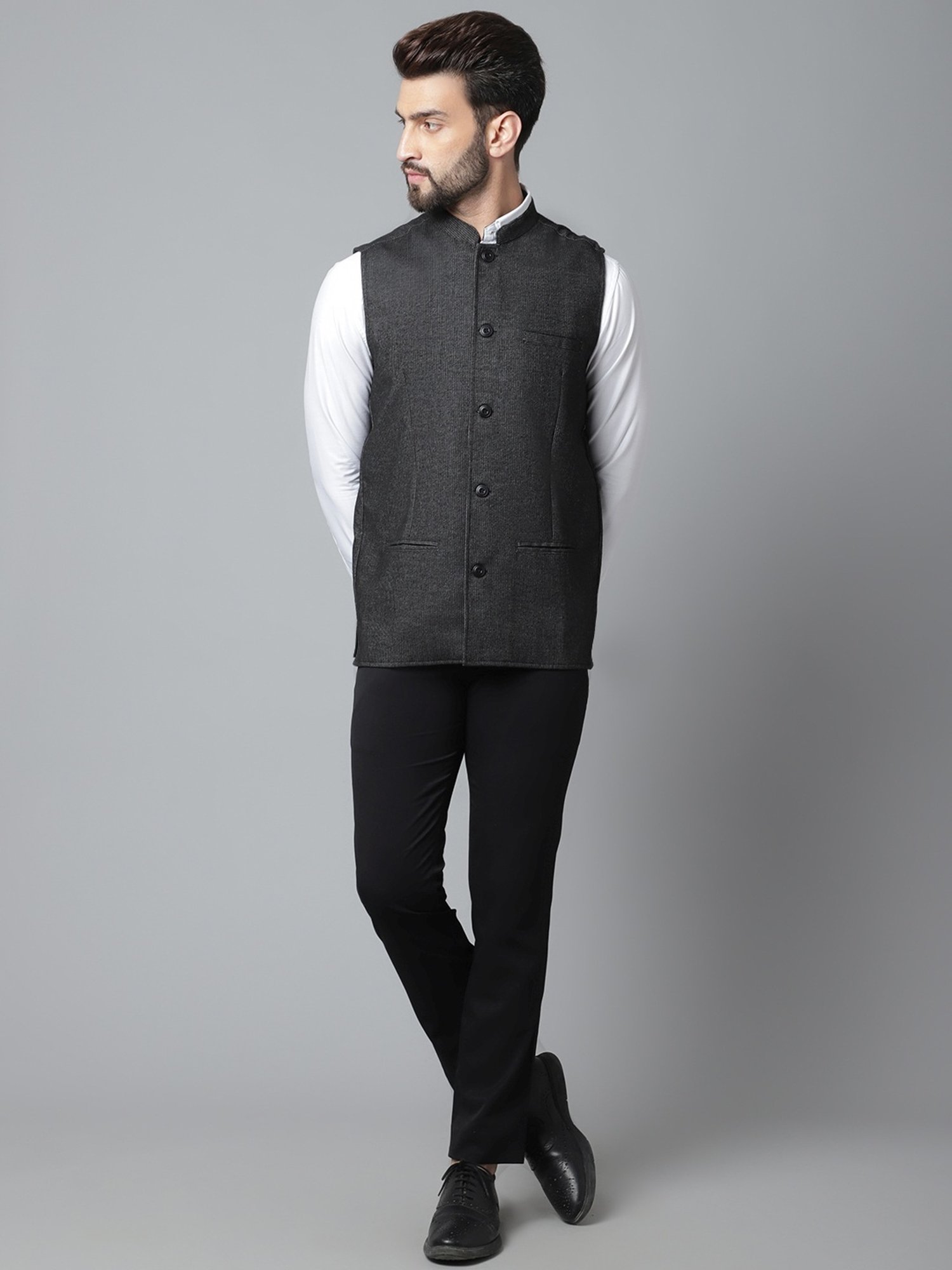 Even Black Regular Fit Nehru Jacket
