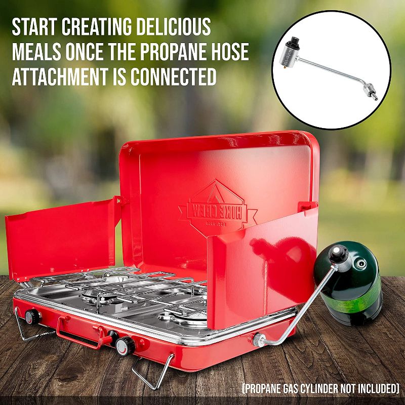 Hike Crew 2 Burner Portable Camping Stove Top with Integrated Igniter & Drip Tray