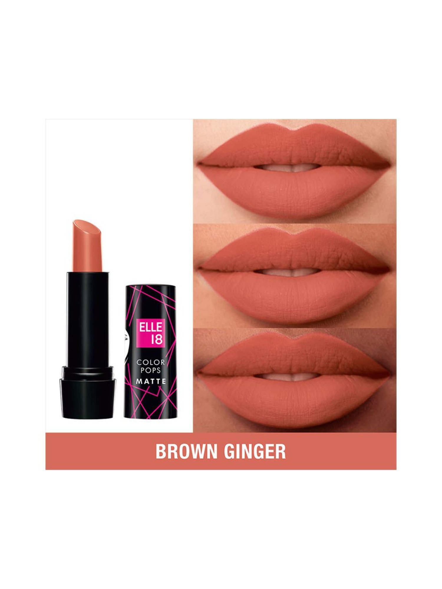 Elle 18 Color Pops Matte Lipstick B2 Brown Ginger - 4.3 gm