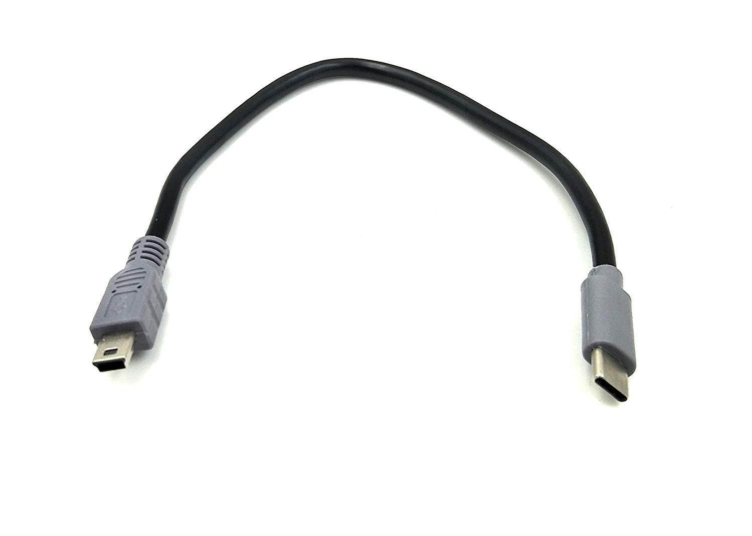 Duttek Type C (USB C) Male to Mini USB 5-Pin Male On-the-go Data Convertor Adapter OTG Cable for Macbook, iMac Pro, Chromebook Pixel(Grey & Black) (10 inch/25 cm)