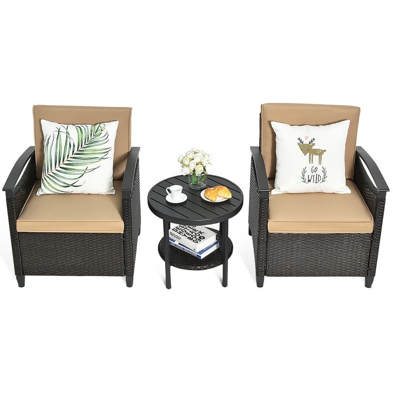 Breckenridge 4pc Seating Set Java Brown Fame Sunbrella Meredian Brick Red Fabric - La-Z-Boy
