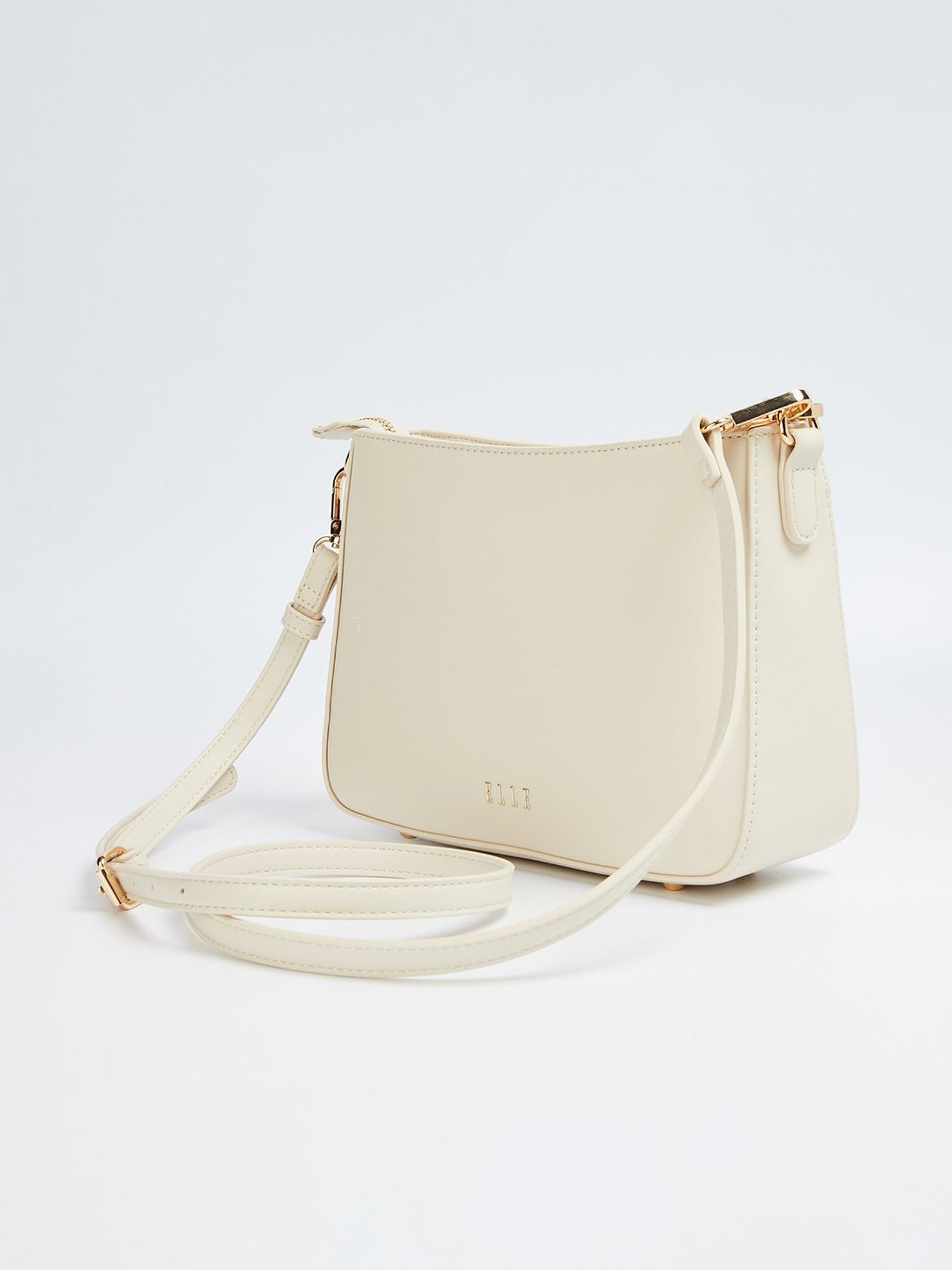 Elle Beige Textured Shoulder Bag