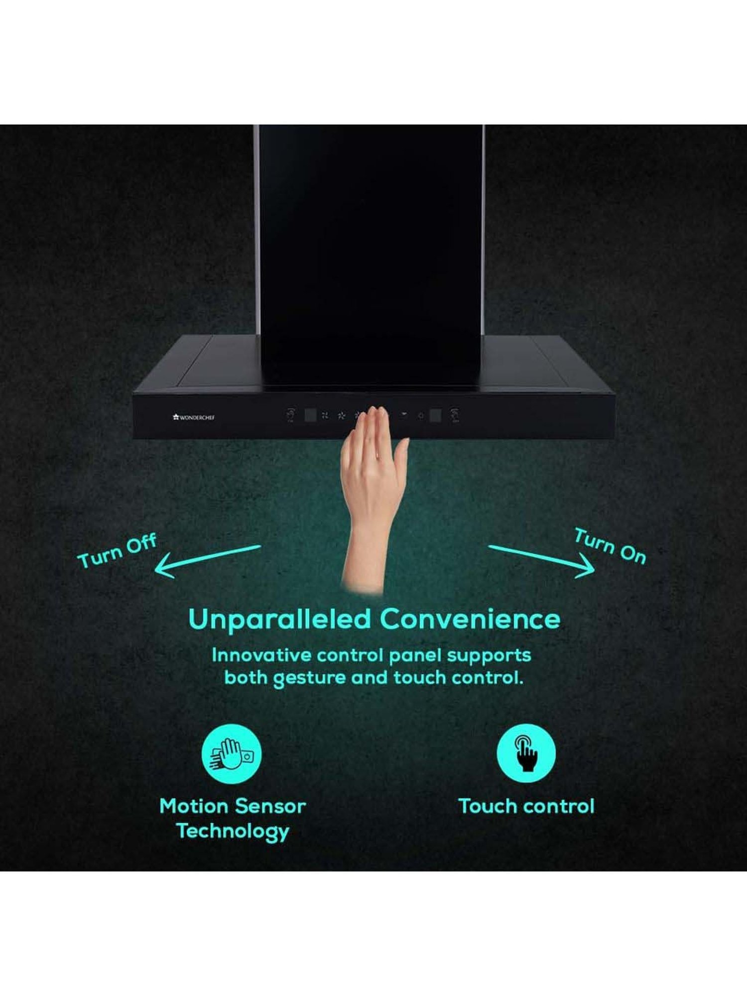 Glen CH6076AC75 1400CMH 75cm Wall Mounted Chimney (Black)