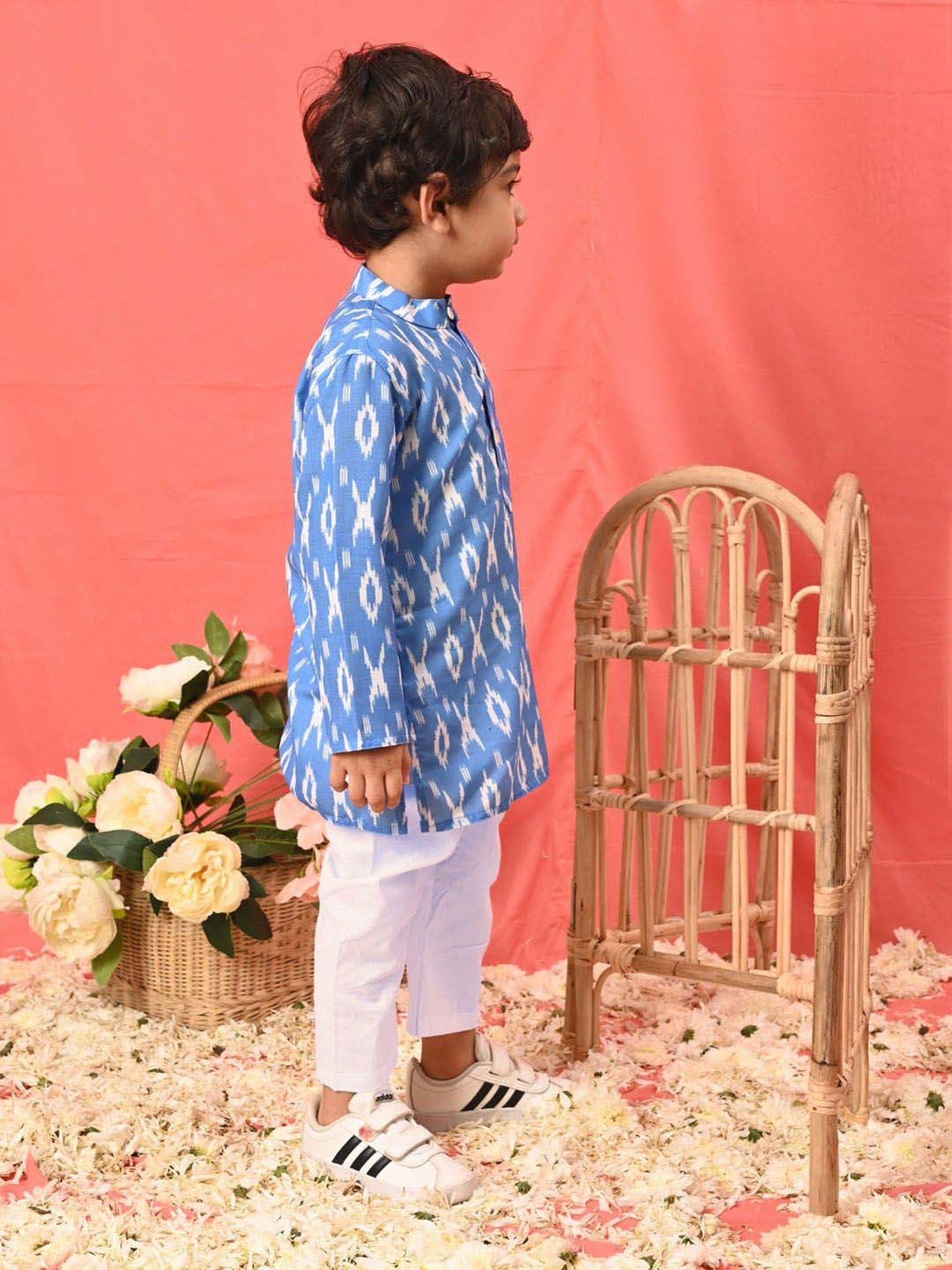 Nino Bambino Kids Navy & White Checks Kurta with Pyjama