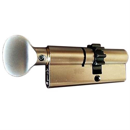 Mul-T-Lock E33G33T-05 Euro Profile Single Cylinder Brass US05 With A Gear An Interior Turn Knob And High Security 006 Keyway