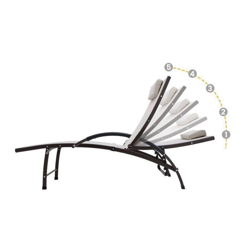 Outdoor Reclining Chaise Lounge Chair with Adjustable Backrest - Tan - Crestlive Products