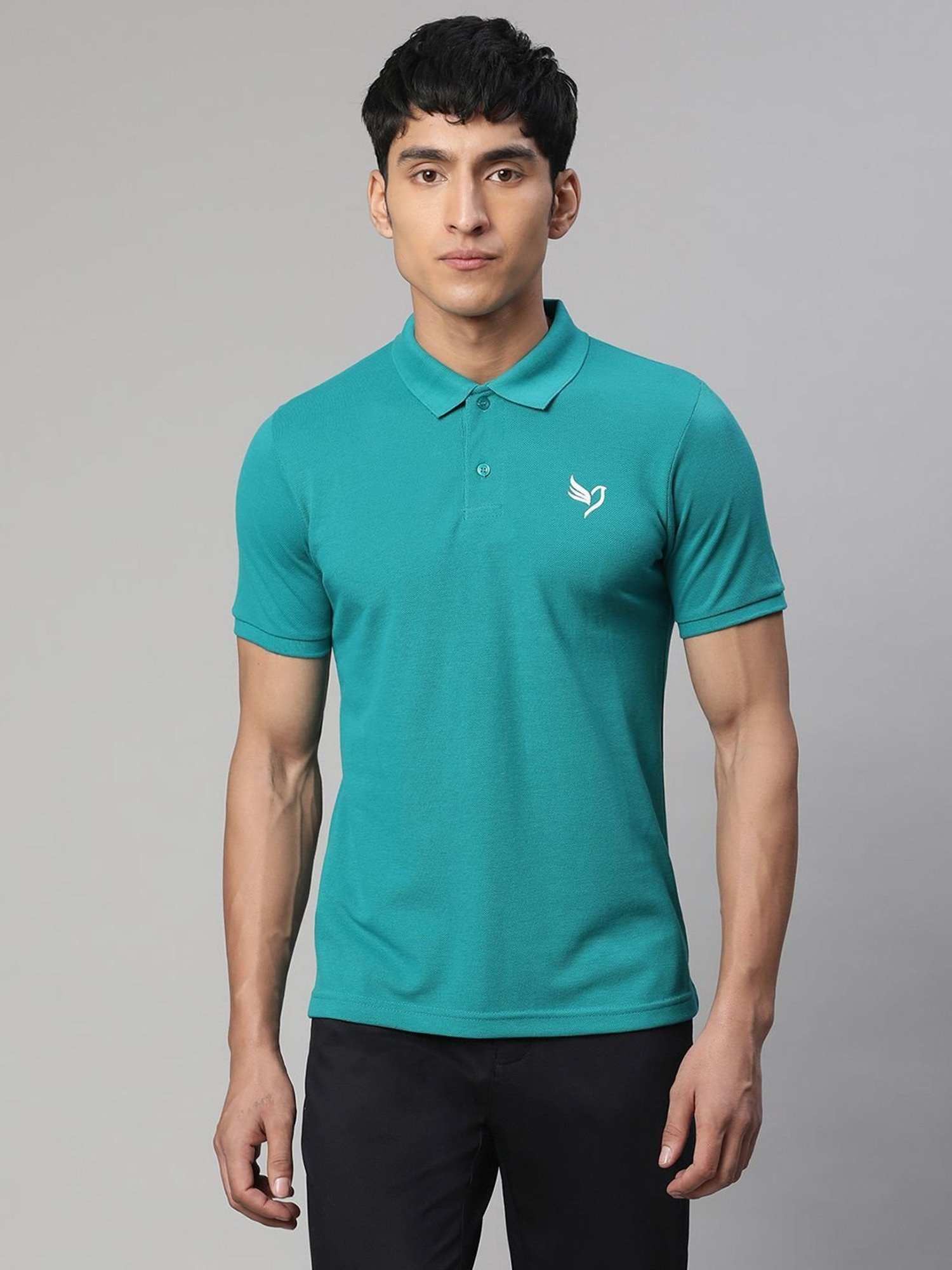 Global Republic Blue  Regular Fit Printed Polo T-Shirt