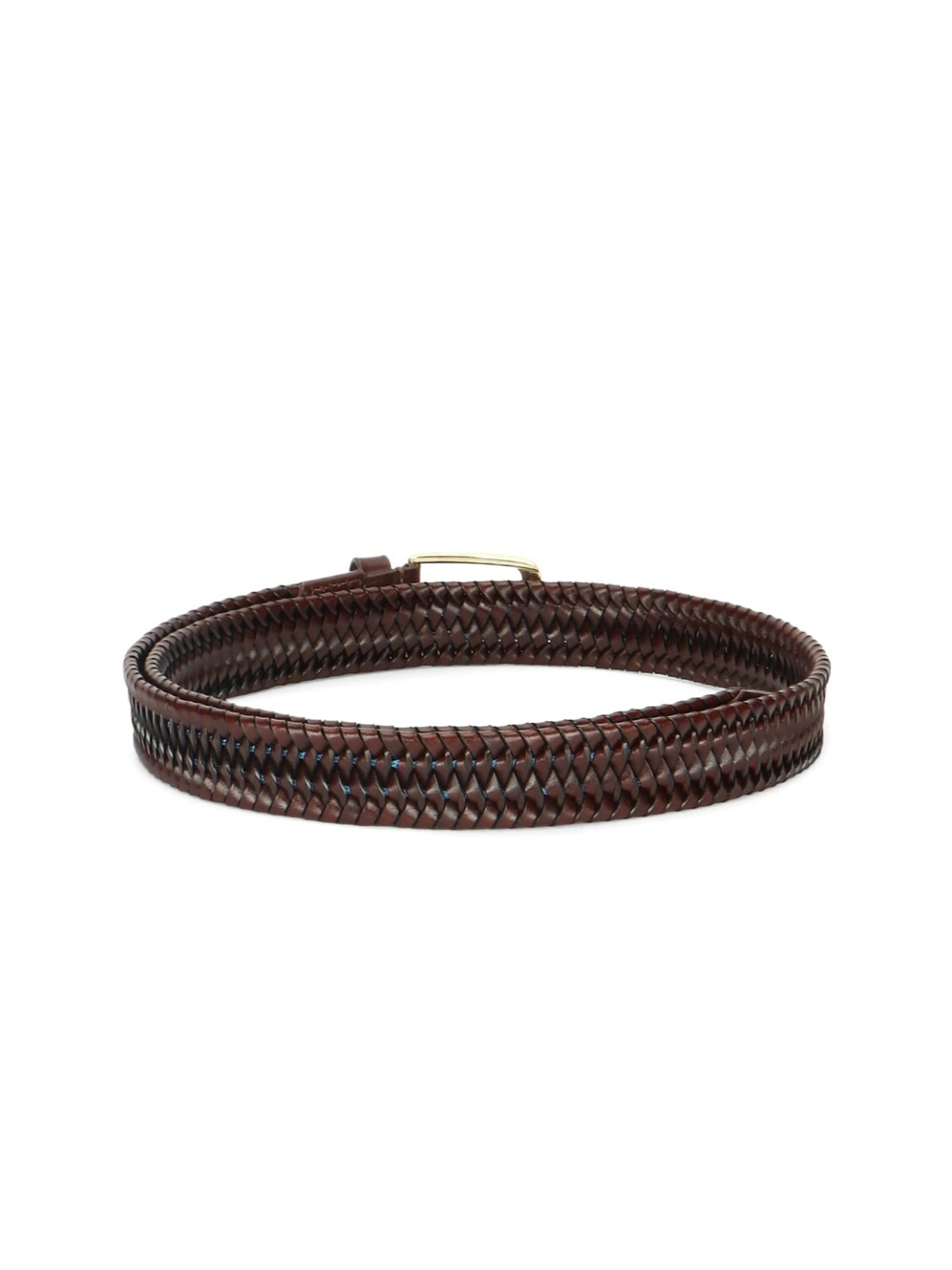 Simon Carter Brown Leather Textured Casual Belt for Men