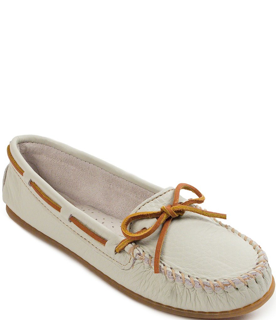 Minnetonka Boat Textured Leather Moccasins