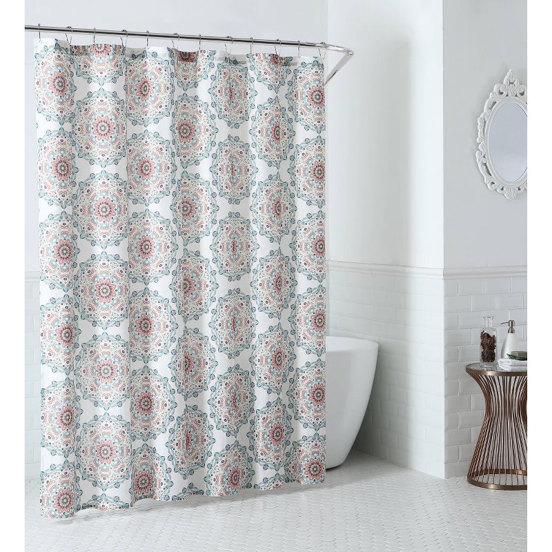Medallion Shower Curtain Coral - Peach & Oak