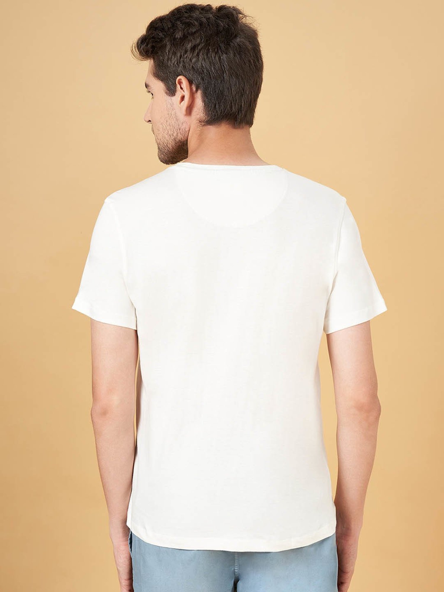 Urban Ranger by Pantaloons White Cotton Slim Fit Printed T-Shirt