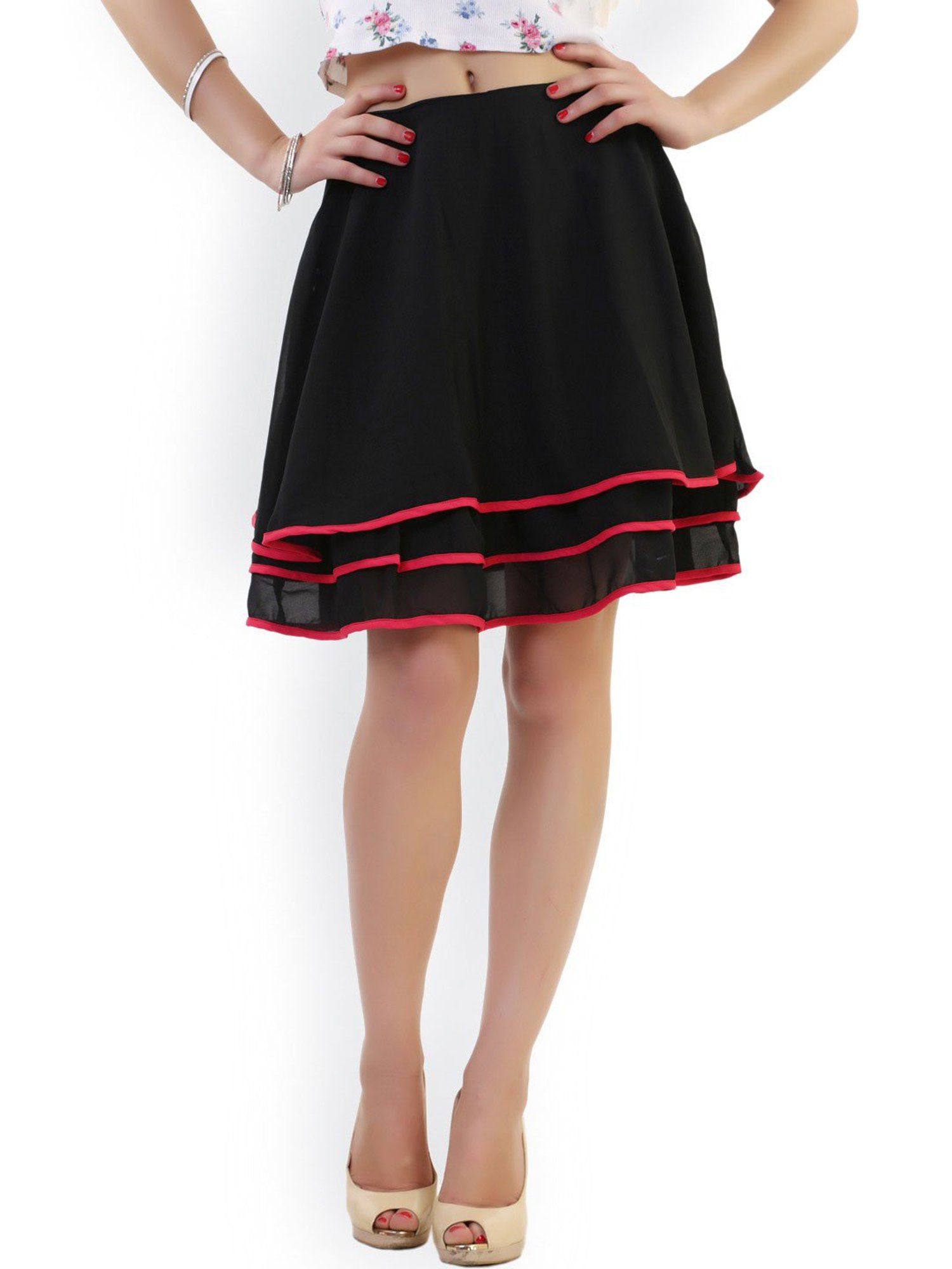 Belle Fille Black Above Knee Skirt