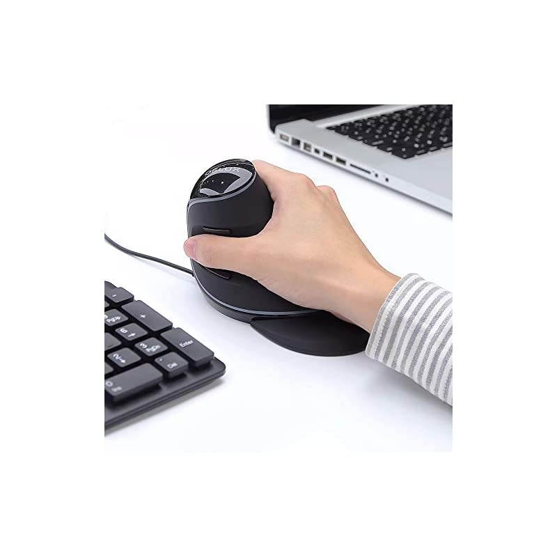 Wired Ergonomic Vertical Mouse Large RGB Ergonomic Computer Mouse with 6 Buttons Removable Wrist Rest 4000DPI and OnBoard Software Reduce Hand Strainfor Carpal TunnelM618Plus RGBBlack
