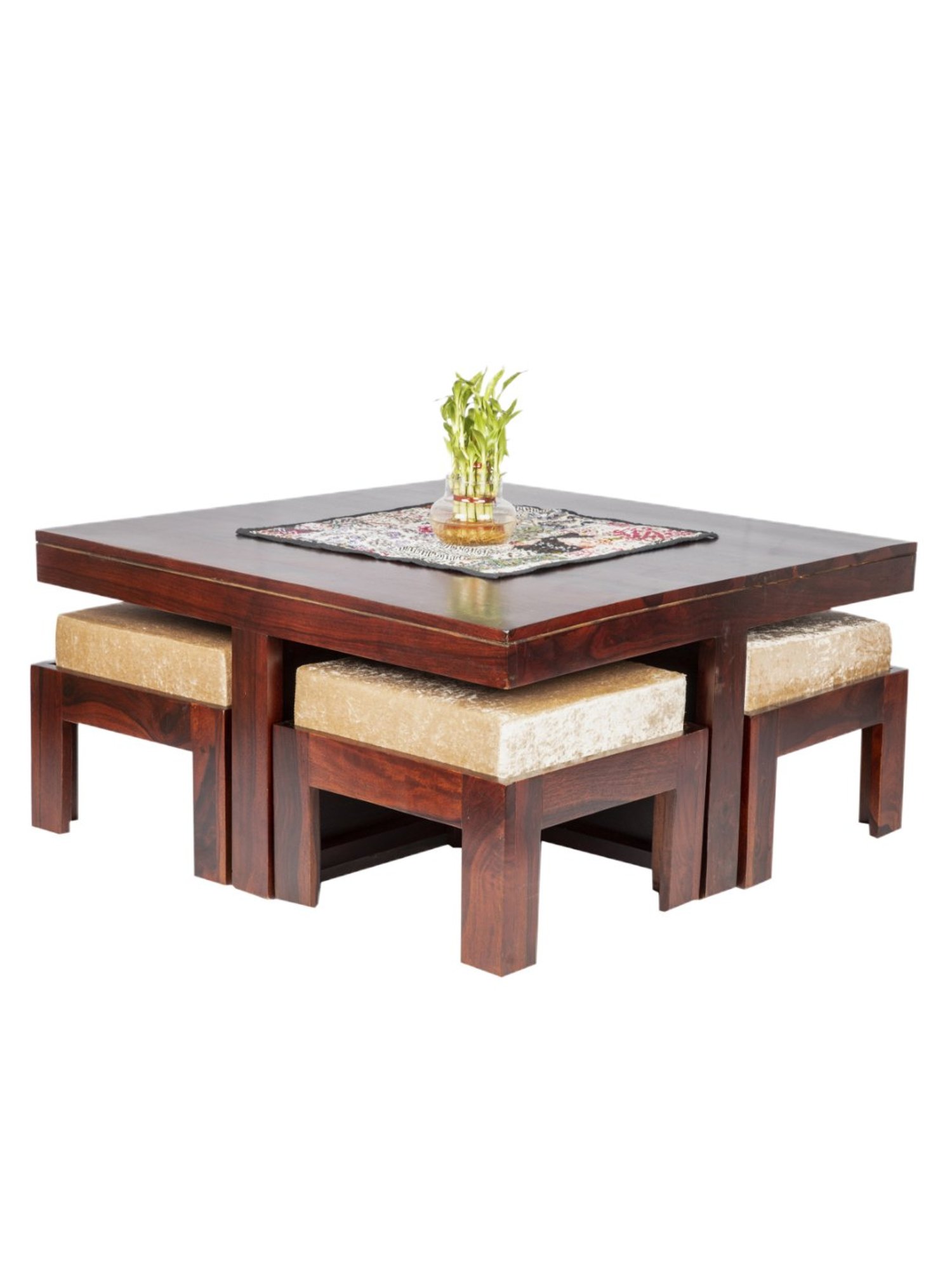Ikiriya Blane Solid Dark Brown Wood Coffee Table Dark Walnut Finish