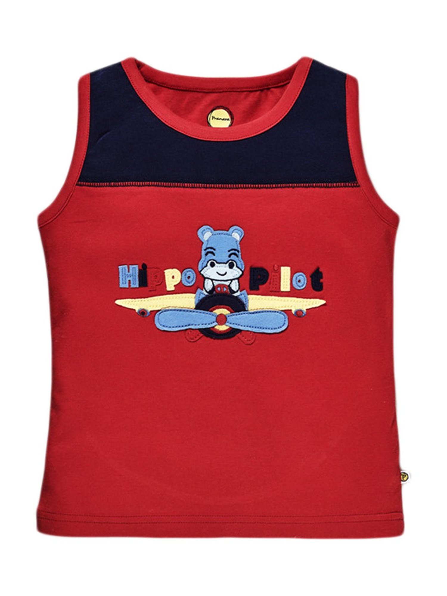 Pranava Kids Red & Navy Cotton Patch Work T-Shirt & Shorts