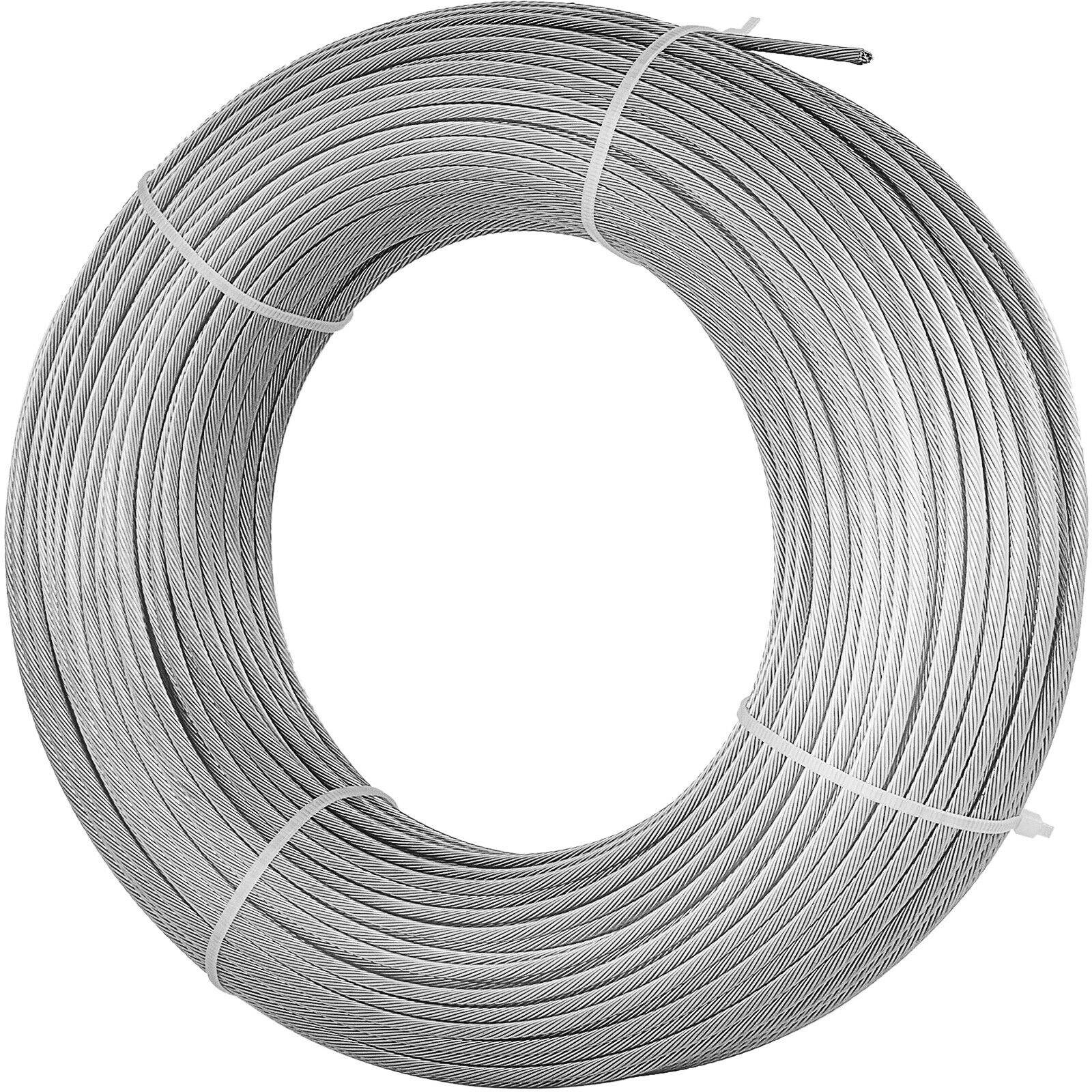 T316 Stainless Steel Cable Wire Rope,1/8",7x7,100ft Reel Aircraft Rigging NEWEST