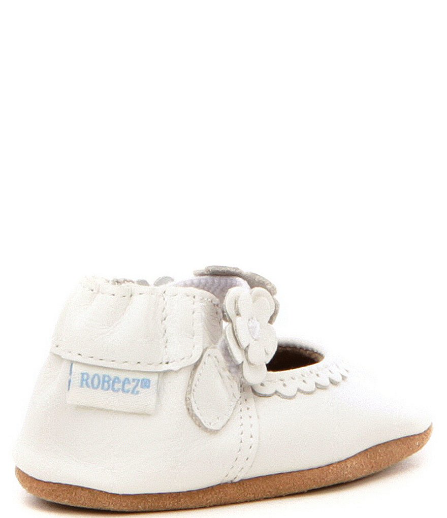 Robeez Baby Girls' Newborn-18 Months Claire Flower Detail Mary Jane Soft Sole Crib Shoes