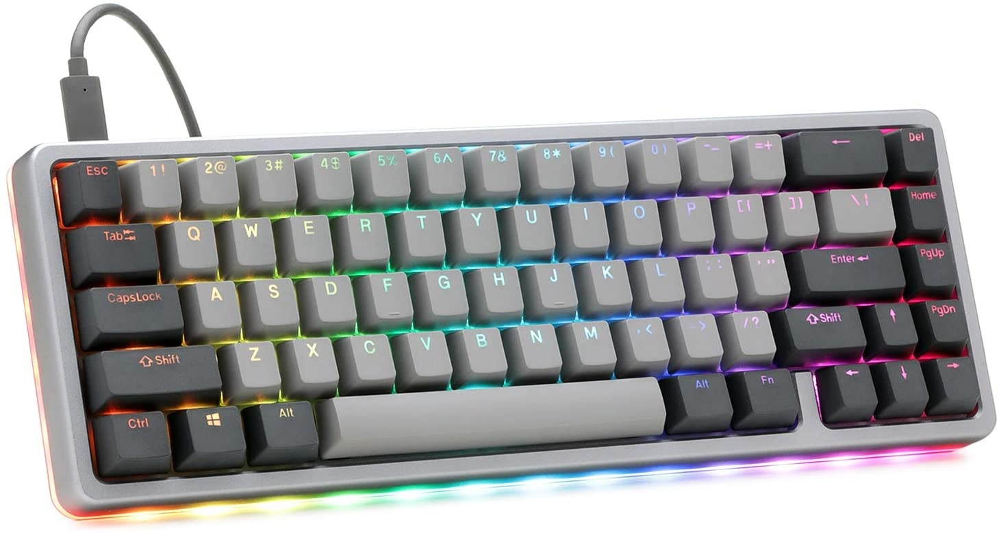 Drop ALT High-Profile Mechanical Keyboard &mdash; 65% (67 Key) Gaming Keyboard, Hot-Swap Switches, Programmable Macros, RGB LED Backlighting, USB-C, Doubleshot PBT, Aluminum Frame (Halo True, Gray)