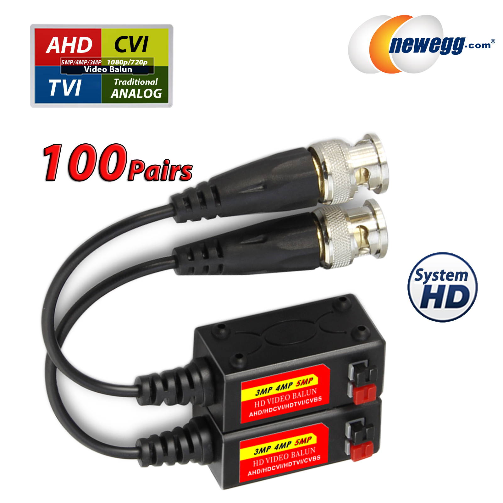 Evertech Split Joint Mini CCTV BNC HD-CVI/TVI/AHD Passive Video Balun Transceiver (Pack of 100)