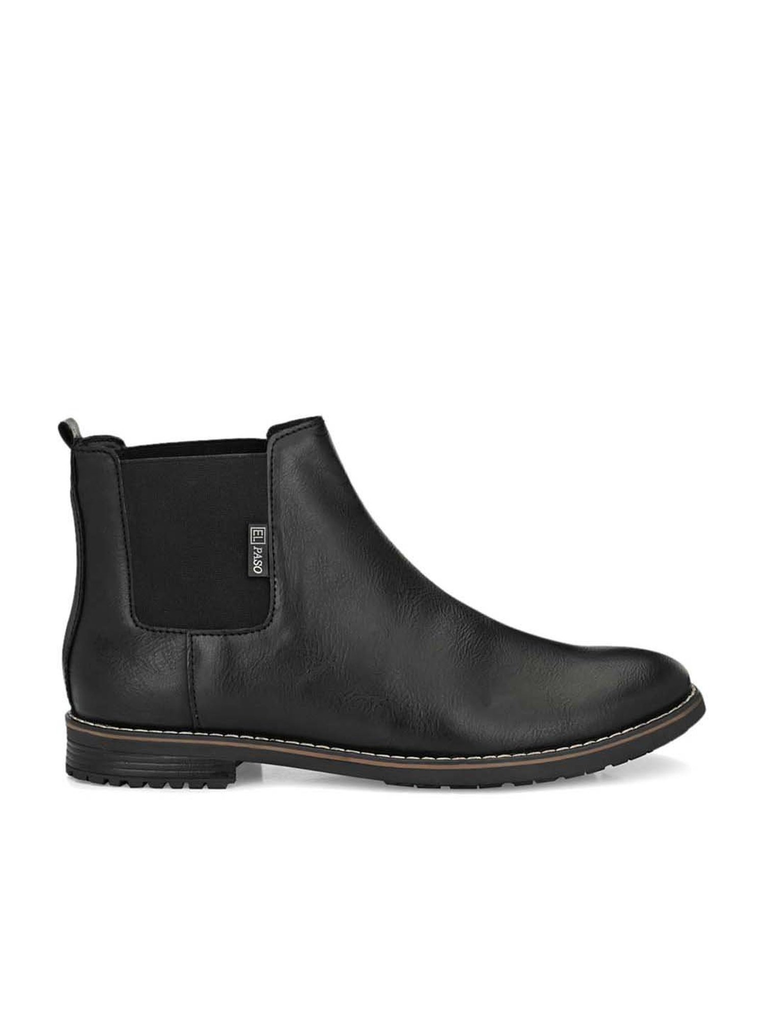 El Paso Men's Jet black Chelsea Boots