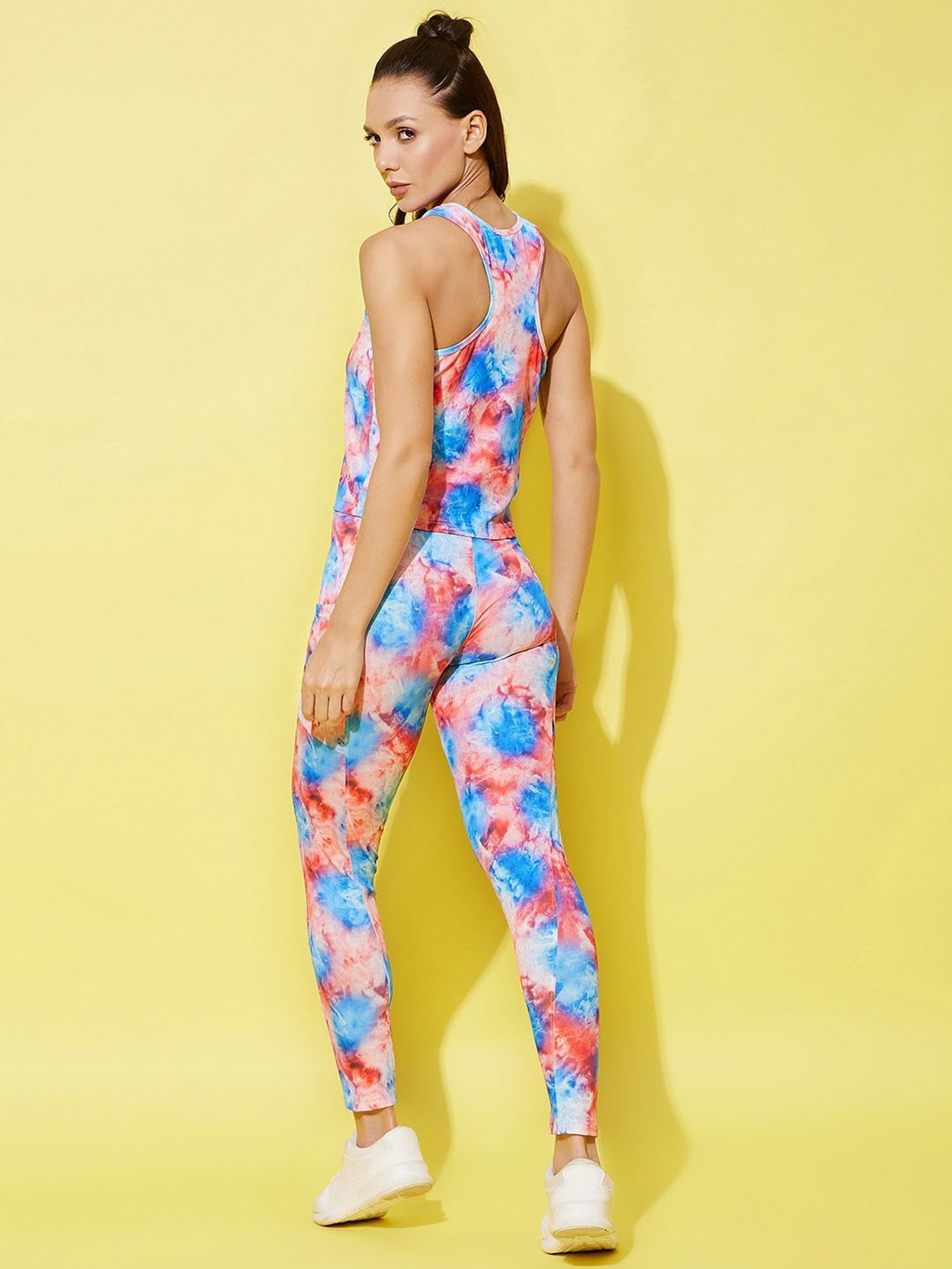 StyleStone Blue & Red Printed Top With Tights