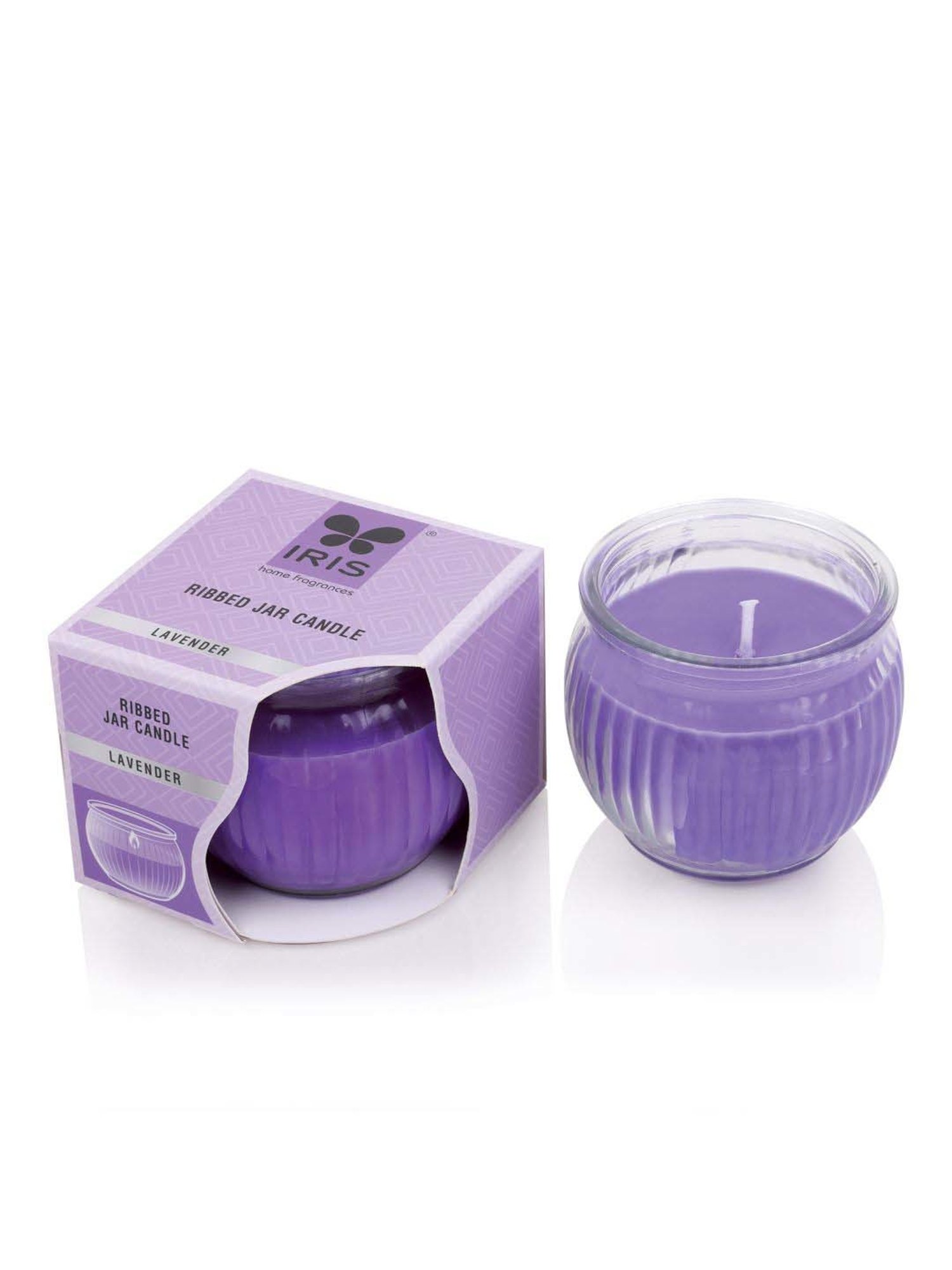 IRIS Purple Home Fragrances Lavender Ribbed Jar Candle - Set of 3