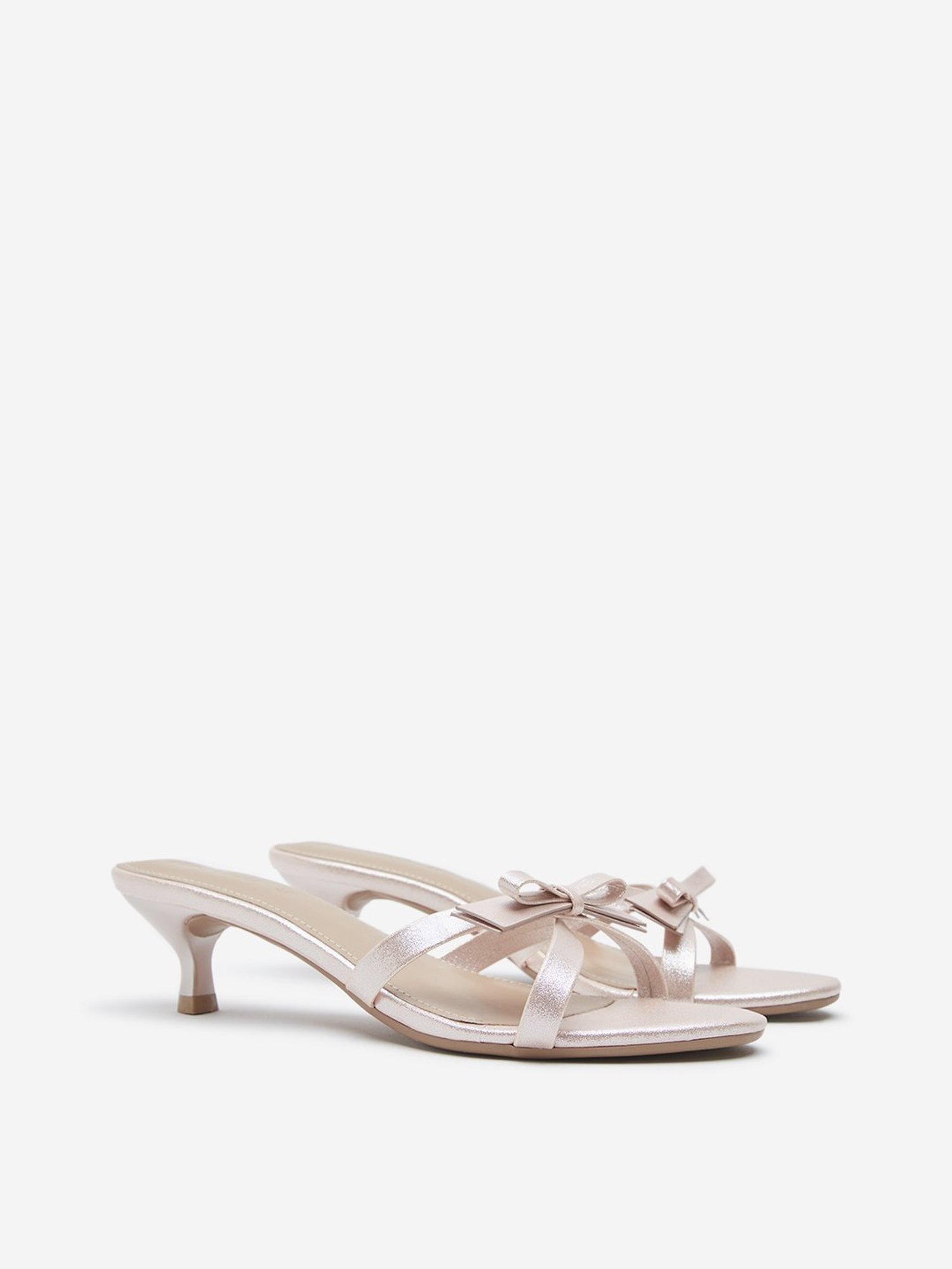 LUNA BLU by Westside Blush Pink Bow-Detailed Kitten Heel Sandals