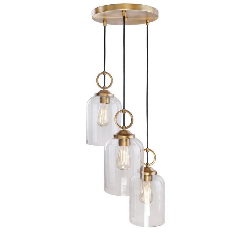 3-way Light Pendant with Clear Bell Shaped Shade Gold - Decor Therapy