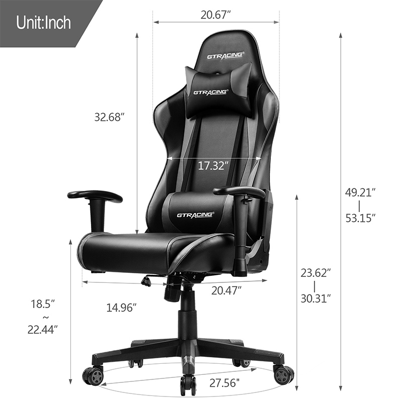 Gaming Chair, Racing Style Computer Desk Chair Padded Armrests Ergonomic Lumbar Support Adjustable Height