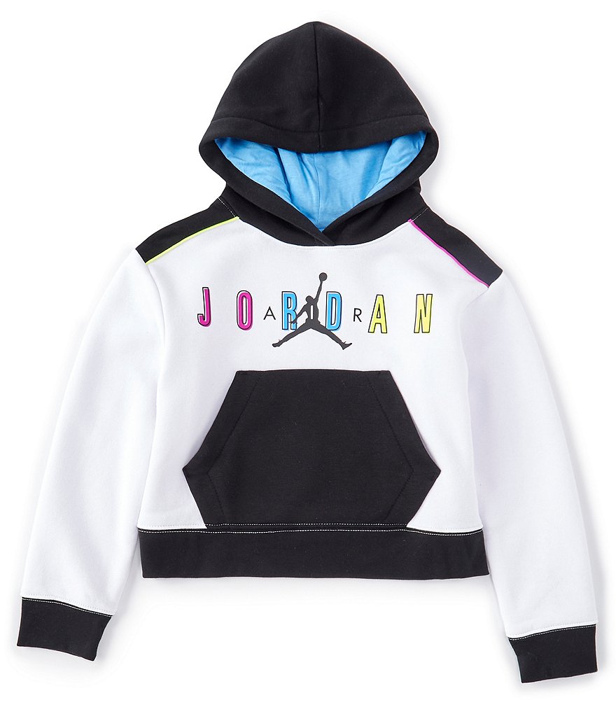 Jordan Big Girls 7-16 Color Outside The Lines Cropped Fleece Pullover Hoodie