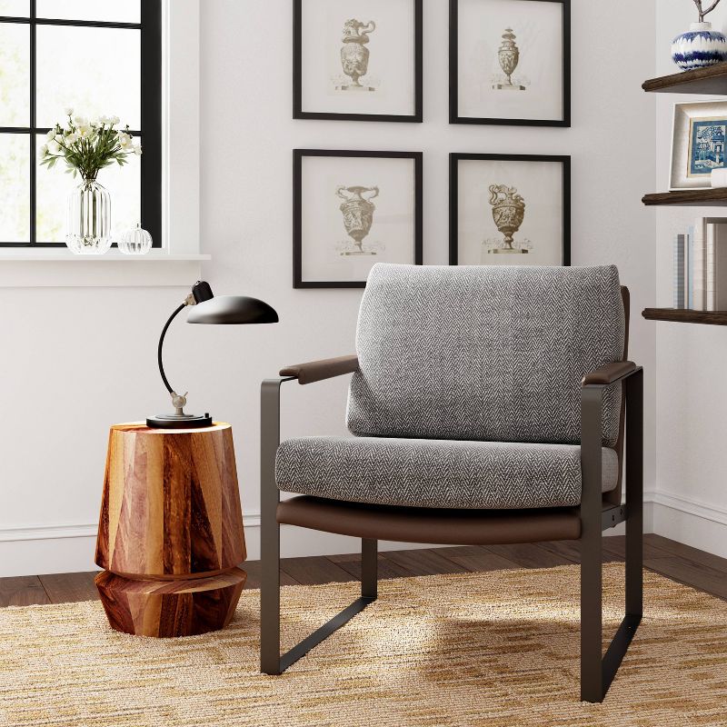 24" Amelie Mid-Century Modern Armchair Distressed Gray - Adore Décor
