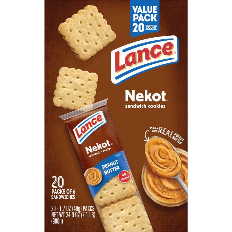 Lance Nekot Real Peanut Butter Cookie Sandwiches - 35oz - 20ct