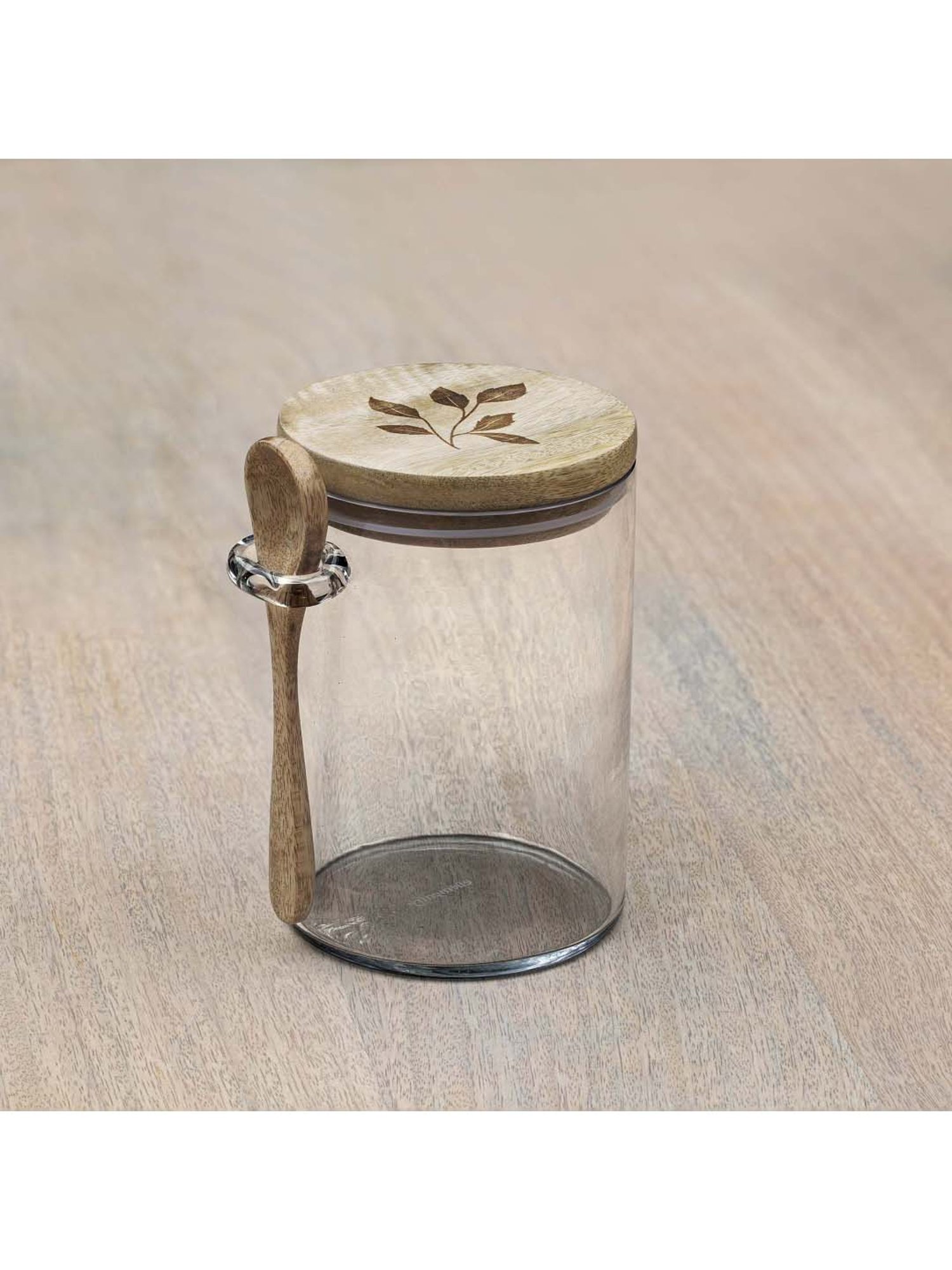 Ellementry Transparent & Brown Allora Glass Pickle Jar (0.7 L) - Set of 1