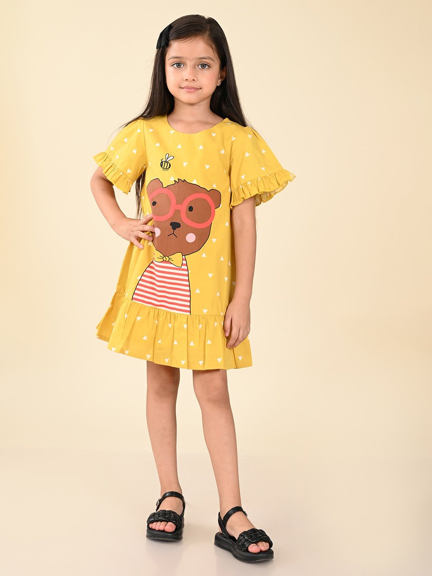 LilPicks Kids Yellow Printed Dress