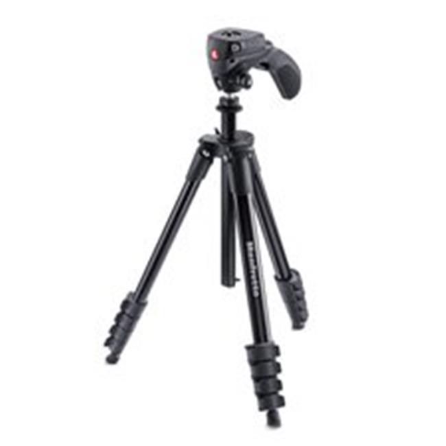 Manfrotto 5-Section Compact Action Aluminum Tripod, 3.31lbs Capacity, Black
