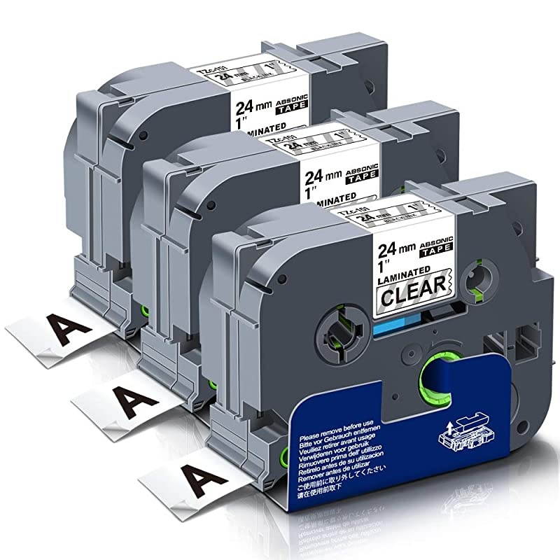 Compatible Label Tape Replacement for Brother Label Maker Tape TZe-251 TZe-151 TZe-451 TZe-651 24mm TZe Tape for P-Touch PT-D600 PT-P700 PTP750W PT2730 ( Clear, White, Yellow, Red, 4-Pack )