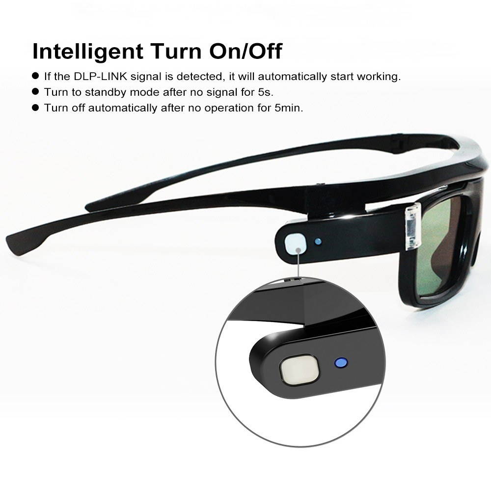 G500 Active Shutter 3D Glasses Compatible with DLP-Link Projector with Projector with 3D Function Rechargeable