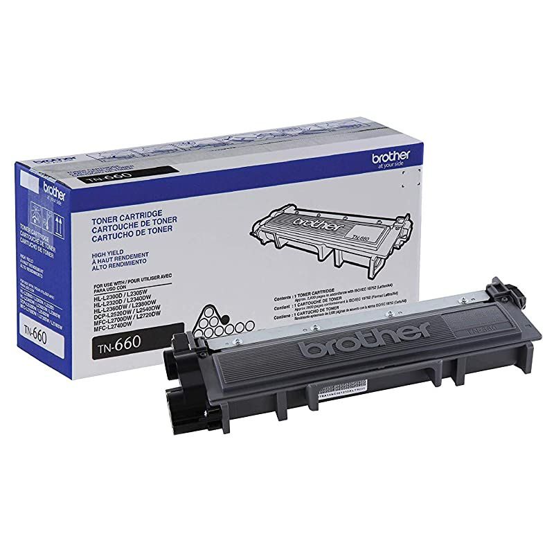 Genuine High Yield Toner Cartridge TN660 Replacement Black Toner Page Yield Up To 2600 Pages  Dash Replenishment Cartridge