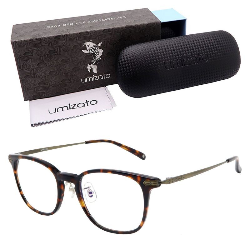 Umizato Titanium Blue Light Blocking Glasses for Men Women - Designer Vintage Gaming Computer Glasses Men, Nosepads, Eye Strain, Anti Screen Filter, UV Blocker Bluelight Protection (HUDSON)