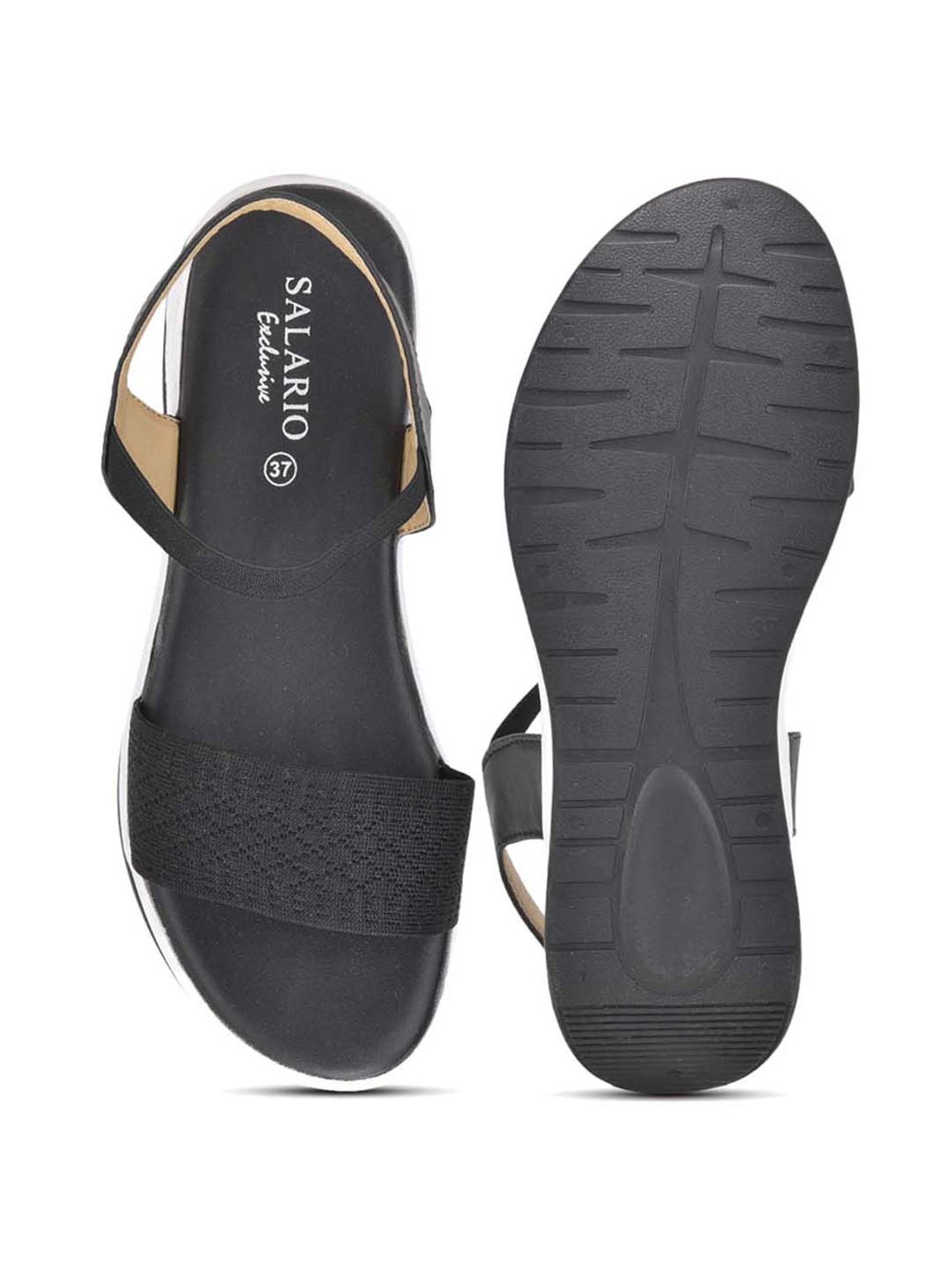 Salario Women's Black Ankle Strap Wedges