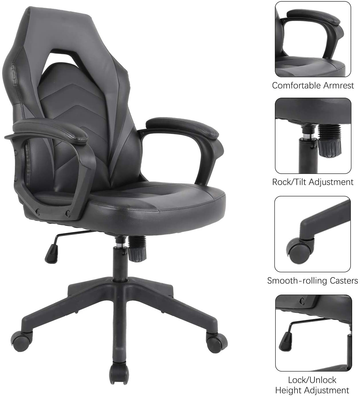 Milemont Racing Gaming Chair Executive Bonded Leather Computer Office Chair