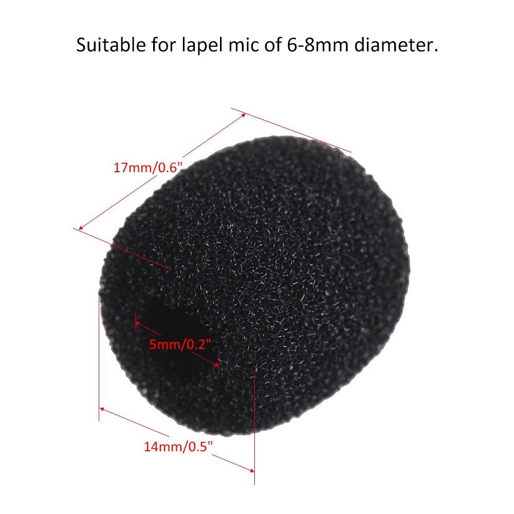 Andoer Mini Lapel Headset Microphone Windscreen Mic Foam Cover, Black 10-Pack