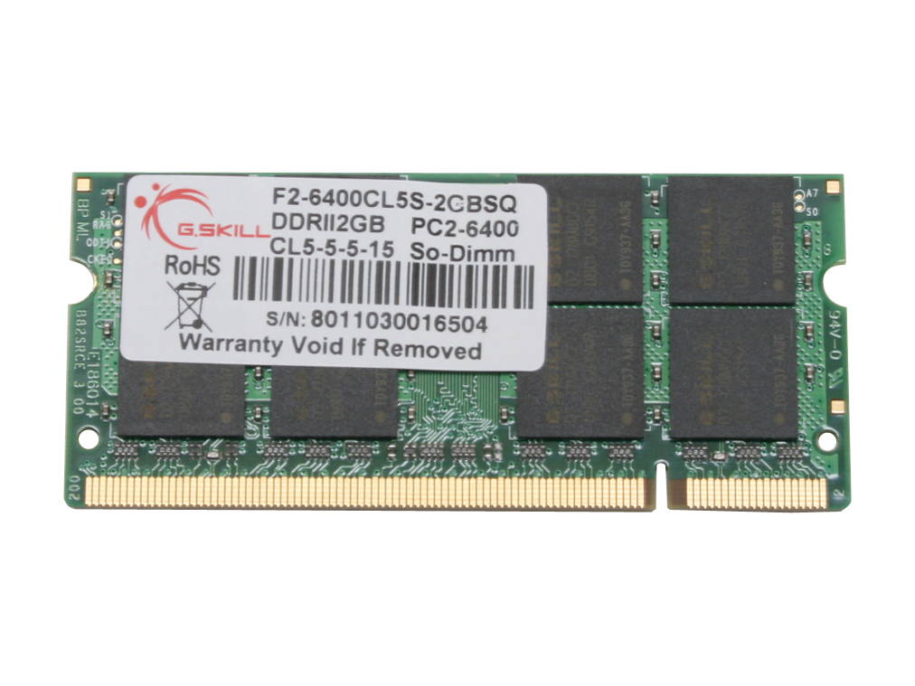 G.SKILL 2GB 200-Pin DDR2 SO-DIMM DDR2 800 (PC2 6400) Laptop Memory Model F2-6400CL5S-2GBSQ