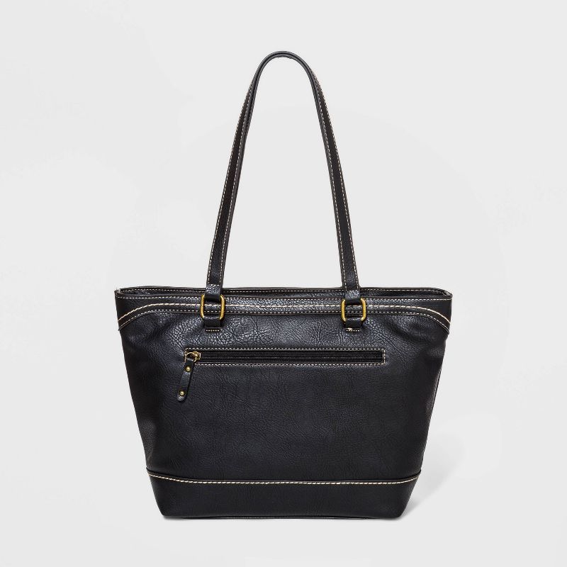 Bolo Zip Closure Tote Handbag with Power Bank - Black