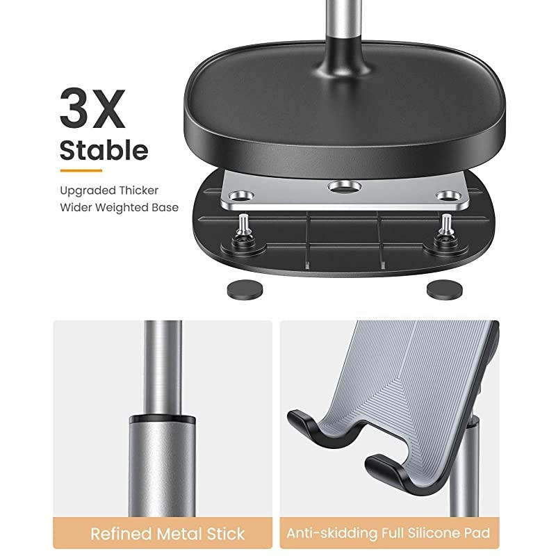 Cell Phone Stand, Angle Height Adjustable  Phone Stand for Desk, Thick Case Friendly Phone Holder Stand for Desk, Compatible with All Mobile Phones,iPhone,Switch,iPad,Tablet(4-10in)