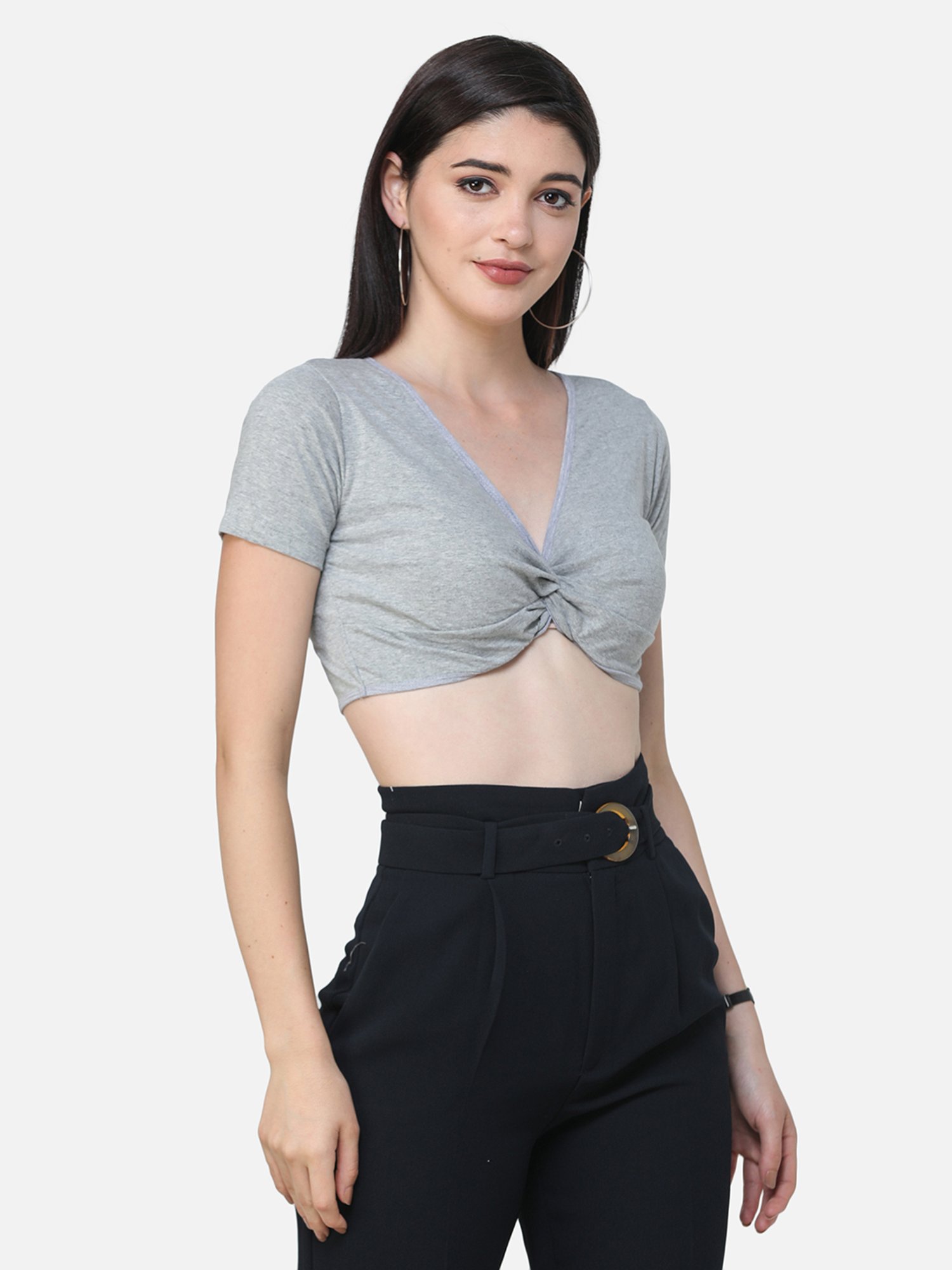 Scorpius Grey Regular Fit Crop Top