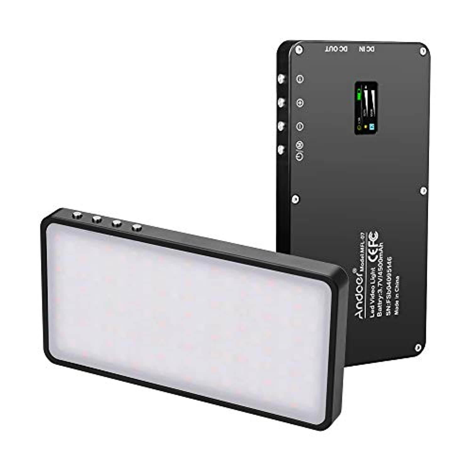 Andoer Portable RGB LED Video Light CRI 96+ Fill Light 10W Dimmable 3000K-6500K TLCI 98 with OLED Screen 4500mAh Power Bank Function for Video Selfie Live Streaming Portrait Photography Lighting