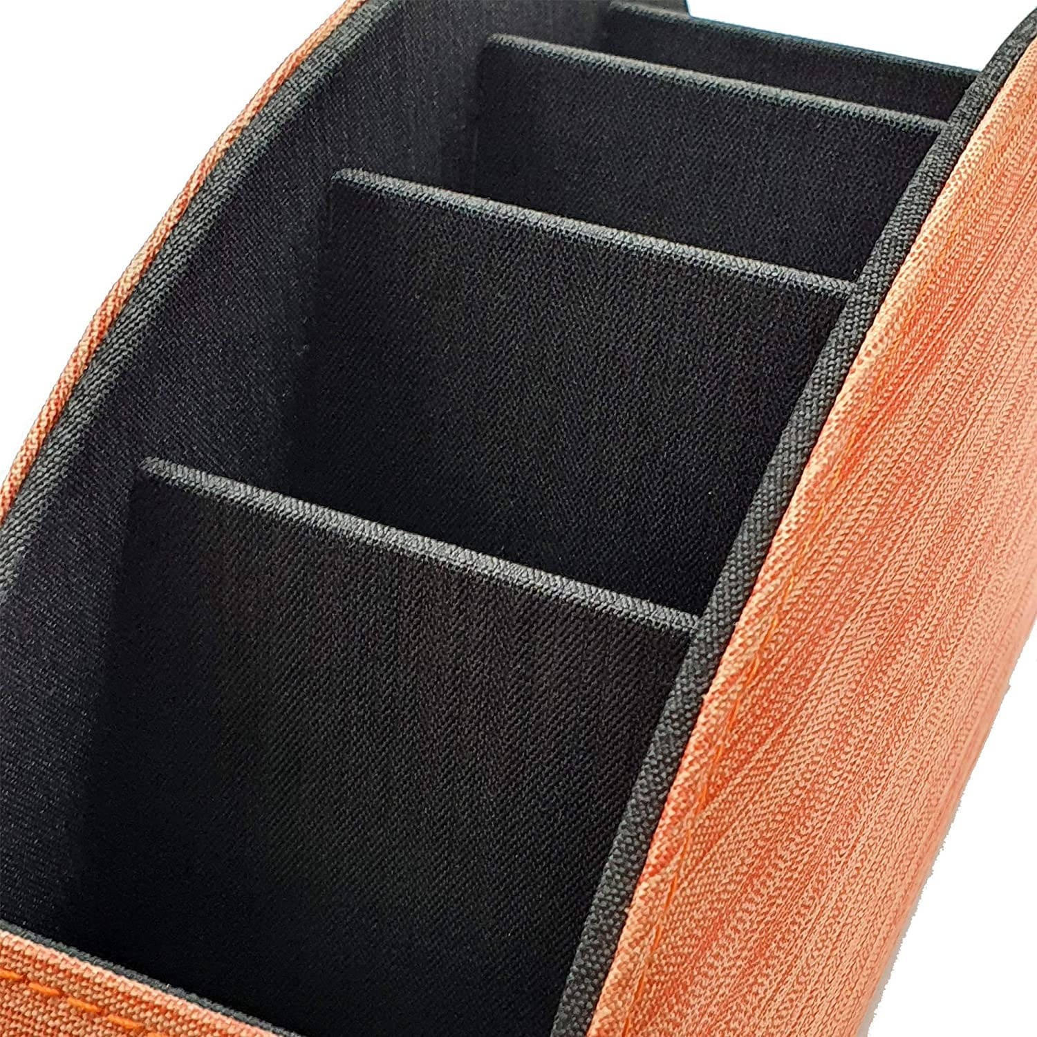 Fabric Remote Control Holder Storage Caddy and Desk Organiser 5 Compartments for TV, DVD, Blu-Ray Remotes - CEG10 Fine Fabric Pepper Red by Connected Essentials (Sunset Orange)