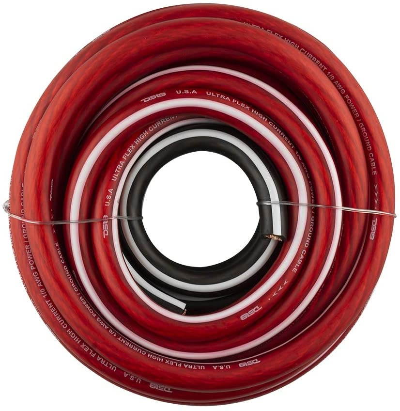 DS18 PW-OFC1/0GA-5BK/20RD 0-GA OFC Ultra Flex Power Wire 5ft Black and 20ft Red - Power Amplifier Wiring Kit