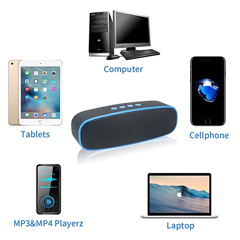 Wireless Bluetooth Speaker with AUXUSBTF Card SlotOutdoor Portable Stereo Speaker with HD AudioEnhanced Bass DualDriverHandsfree Calling FM Radio Speaker for TravelParty Blue1